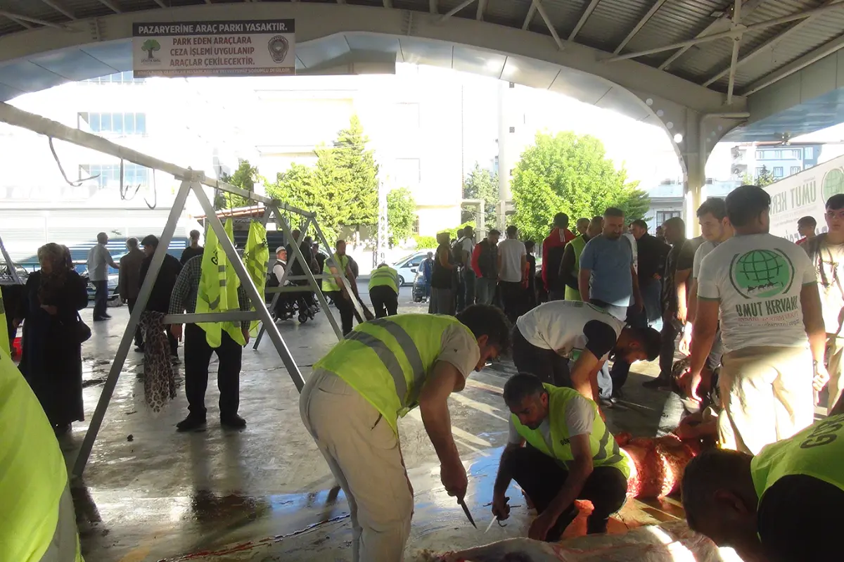 Gaziantep'te Umut Kervanı'nın kurban kesim ve dağıtım çalışmaları sürüyor galeri görseli 13